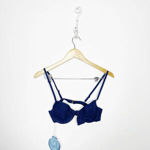 Show me your mumu Bayside Bra Top navy blue eyelet underwired Womens Small NWT